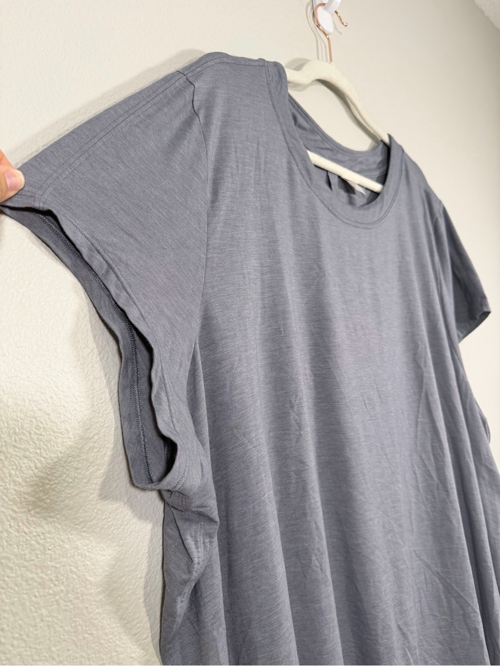 Athleta Shirt Light Blue Slate Relax Crew Neck Tee Cap Sleeve Athletic Women 2X - Picture 2 of 6